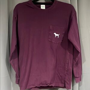 Victoria’s Secret PINK Deep Purple Long Sleeve oversize Shirt with Dog Logo - XS